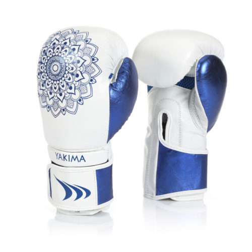 BOX RUKAVICE DÁMSKE MANDALA white/blue